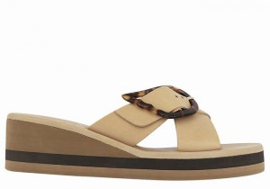 Beige Black Women Ancient Greek Sandals Thais Rainbow Wedge Sandals | QHA7121RT