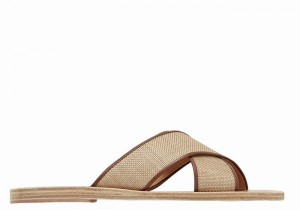 Beige Brown Women Ancient Greek Sandals Thais Slide Sandals | HBC8096UC