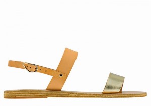 Beige Gold White Women Ancient Greek Sandals Clio Back-Strap Sandals | WMJ9962LF