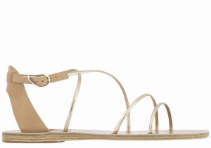 Beige Gold White Women Ancient Greek Sandals Meloivia Ankle Strap Sandals | RZT6698GY