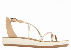 Beige Gold White Women Ancient Greek Sandals Anastasia Comfort Ankle Strap Sandals | UUU2019NB