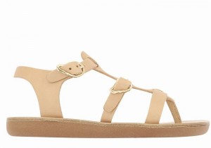 Beige Kids' Ancient Greek Sandals Little Grace Kelly Soft Flat Sandals | QGT1321RX