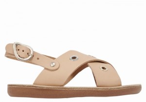 Beige Kids' Ancient Greek Sandals Little Maria Eyelets Soft Casual Sandals | PQT344QG