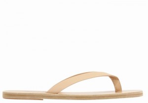 Beige Men Ancient Greek Sandals Solon Leather Flip Flops | AEZ6275HL