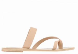 Beige Women Ancient Greek Sandals Daphnae Leather Slide Sandals | SXV7240HH