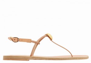 Beige Women Ancient Greek Sandals Dimitra Flip Flop Back-Strap Sandals | BYC7685PO