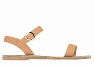 Beige Women Ancient Greek Sandals Drama New Leather Casual Sandals | UDS546KV