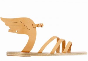 Beige Women Ancient Greek Sandals Ikaria Leather Ankle Strap Sandals | USN26NR