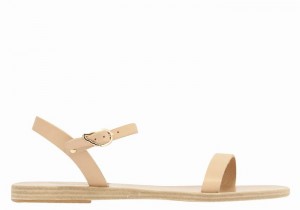 Beige Women Ancient Greek Sandals Irida Leather Back-Strap Sandals | ZNI1066EC