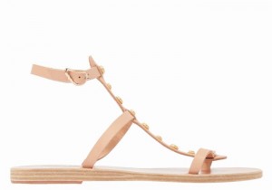 Beige Women Ancient Greek Sandals Meliti Bee Ankle Strap Sandals | UUB7920EL