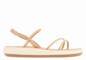 Beige Women Ancient Greek Sandals Polis Back-Strap Sandals | NBS9723LU