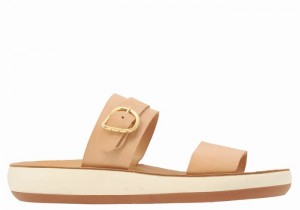 Beige Women Ancient Greek Sandals Preveza Comfort Slide Sandals | XLJ7930PE