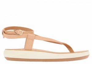 Beige Women Ancient Greek Sandals Salomi Comfort Ankle Strap Sandals | AMU759SX