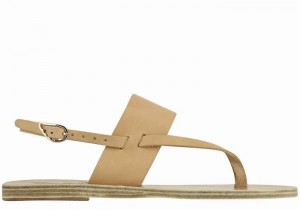 Beige Women Ancient Greek Sandals Zoe Flip Flop Leather Back-Strap Sandals | RNK1410UF