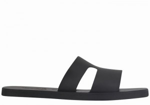 Black Men Ancient Greek Sandals Apteros Slide Sandals | CEP8077UE