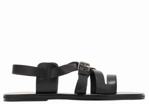 Black Men Ancient Greek Sandals Hercules Leather Casual Sandals | WNJ7261VZ