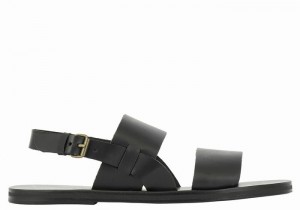 Black Men Ancient Greek Sandals Irodotos Leather Casual Sandals | SJC10057CJ