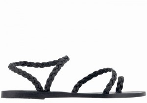 Black Women Ancient Greek Sandals Eleftheria Leather Braided Sandals | DZQ8188IP