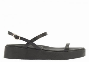 Black Women Ancient Greek Sandals Evriali Leather Platform Sandals | KXV7120YM