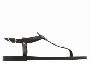 Black Women Ancient Greek Sandals Lito Bee Back-Strap Sandals | TSH1311HB