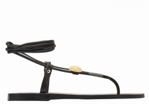 Black Women Ancient Greek Sandals Persephone Gladiator Sandals | FMJ2671HO