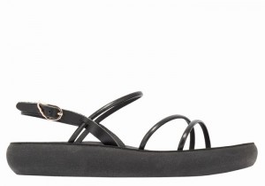 Black Women Ancient Greek Sandals Polis Back-Strap Sandals | KAM7624HD