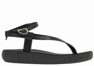 Black Women Ancient Greek Sandals Salomi Comfort Ankle Strap Sandals | DTG4920LM