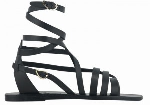 Black Women Ancient Greek Sandals Satira Leather Gladiator Sandals | SXS14100LJ