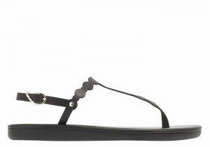 Black Women Ancient Greek Sandals Velos Flip Flop Back-Strap Sandals | LTK7772NZ