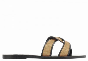 Brown Black Women Ancient Greek Sandals Desmos Slide Sandals | CLQ3929UE