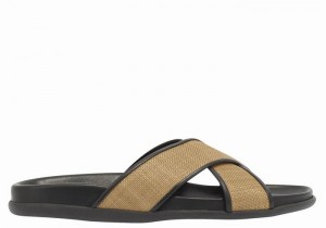 Brown Black Women Ancient Greek Sandals Thais Footbed Slide Sandals | MVZ46TB