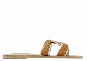 Brown White Women Ancient Greek Sandals Desmos Slide Sandals | JBJ5631BD