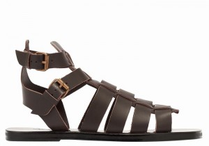 Chocolate Men Ancient Greek Sandals Alexandros Leather Fisherman Sandals | ZHW1339VC