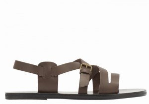 Chocolate Men Ancient Greek Sandals Hercules Leather Casual Sandals | FDS8722HP