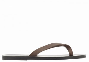 Chocolate Men Ancient Greek Sandals Solon Leather Flip Flops | BVA7563BH