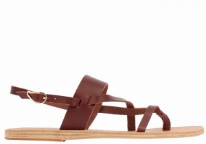 Coffee Women Ancient Greek Sandals Alethea Leather Back-Strap Sandals | QYR540BJ