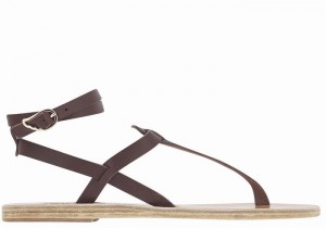 Coffee Women Ancient Greek Sandals Estia Leather Ankle Strap Sandals | DOE4341XU