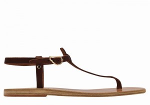 Coffee Women Ancient Greek Sandals Lito Flip Flop Leather Back-Strap Sandals | NBN3214NK