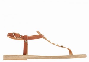 Dark Brown Women Ancient Greek Sandals Lito Bee Back-Strap Sandals | LOL8486AL