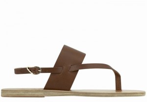 Dark Brown Women Ancient Greek Sandals Zoe Flip Flop Leather Back-Strap Sandals | DIK7290MD