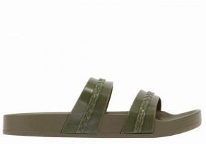 Dark Green Women Ancient Greek Sandals Meli Slide Sandals | PVL3013JV