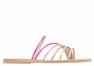 Gold Purple Women Ancient Greek Sandals Adriani Slide Sandals | YCW1756JB