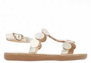 Gold White Kids' Ancient Greek Sandals Little Uranos Soft Flat Sandals | YPA456UA