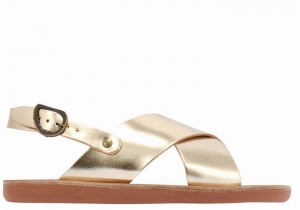 Gold White Kids' Ancient Greek Sandals Little Maria Soft Casual Sandals | DEP2713RD