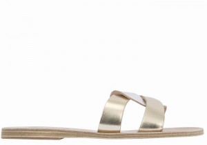 Gold White Silver Women Ancient Greek Sandals Desmos Slide Sandals | DSC2185RP