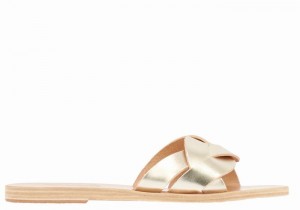 Gold White Women Ancient Greek Sandals Arachne Slide Sandals | GLU4882OS