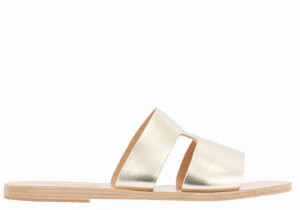 Gold White Women Ancient Greek Sandals Apteros Slide Sandals | QJS2079CP