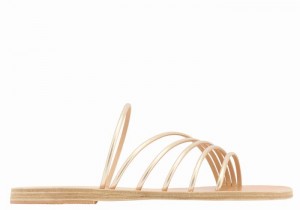 Gold White Women Ancient Greek Sandals Adriani Slide Sandals | CND874JT