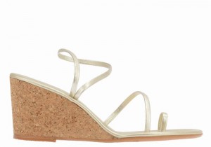 Gold White Women Ancient Greek Sandals Chora Mid Wedge Sandals | KKU1181IM