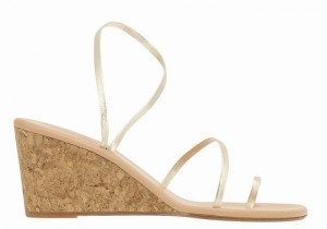 Gold White Women Ancient Greek Sandals Chora Mid Wedge Sandals | YOB4486SR